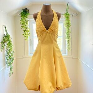 Elegant Yellow Halter Dress